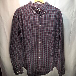Duckhead Classic Maroon Plaid Button Down Long Sleeved Shirt Size Large Y2K